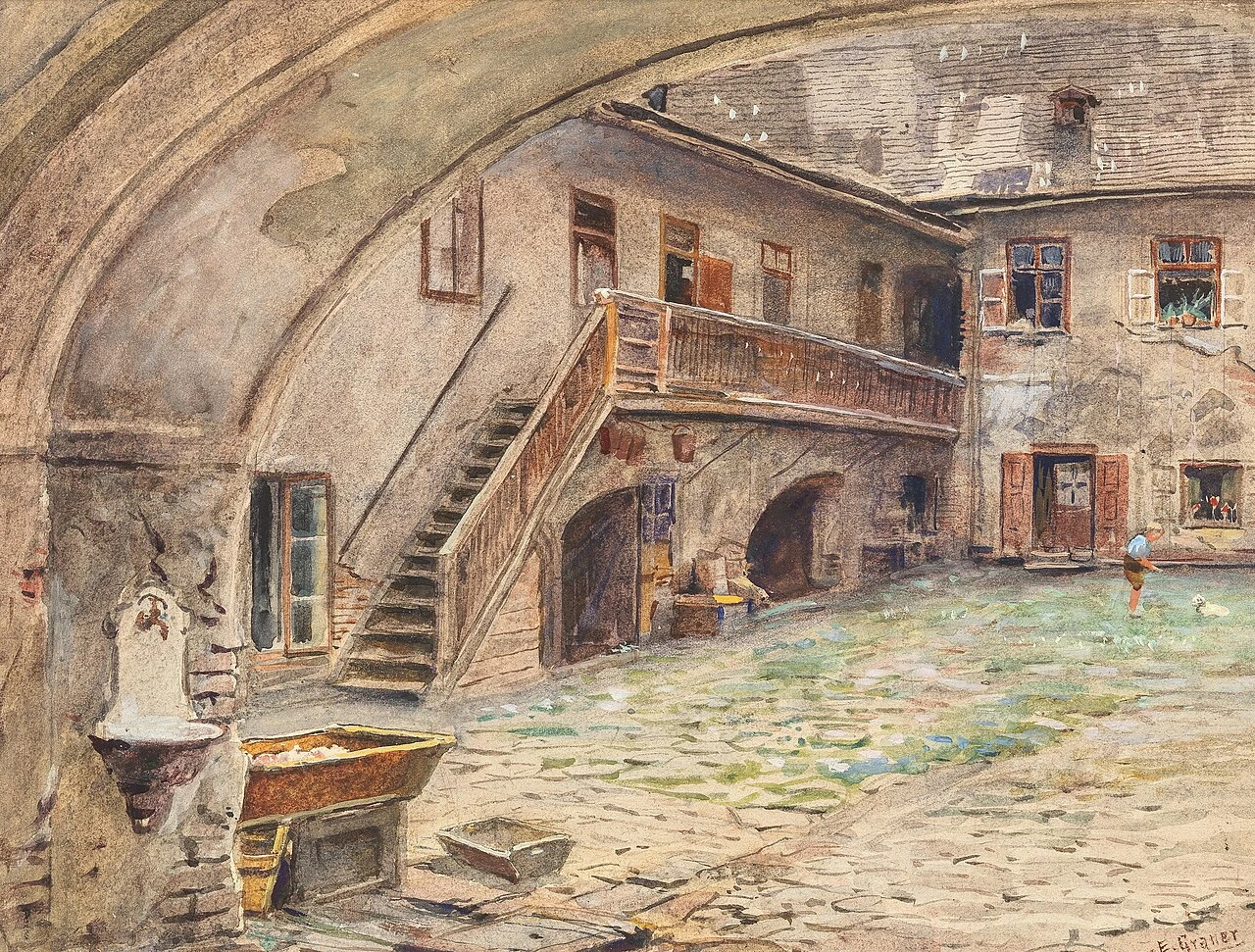 1865-Ernst Graner - Cortile in Kahlenbergerstraße a Vienna XIX